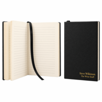 Personalized Black & Gold Journal with Black Satin Bookmark