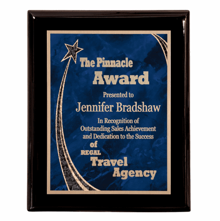 Personalized Black Piano Finish Plaque With Rising Star Plate - Discontinued