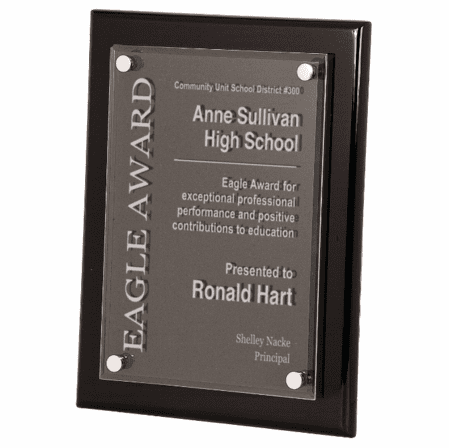 Personalized Black Plaque With Floating Acrylic Plate - Discontinued