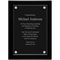 Personalized Black Plaque With Floating Jade Glass Plate