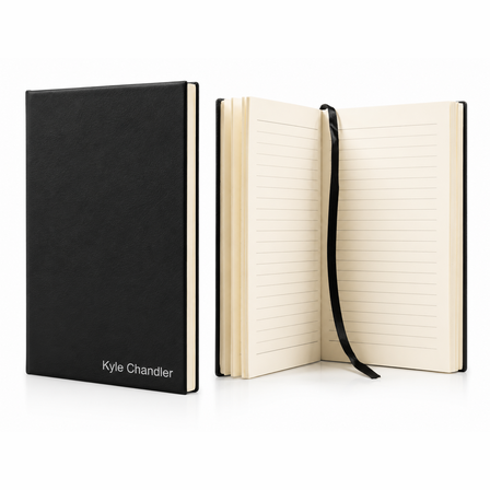 Personalized Black & Silver Journal with Black Satin Bookmark