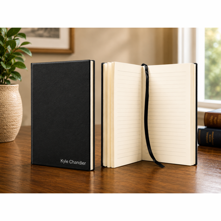 Personalized Black & Silver Journal with Black Satin Bookmark
