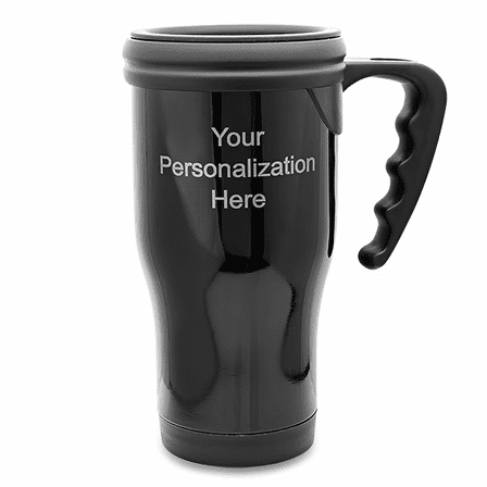 Personalized Black Travel Coffee Mug With Handle