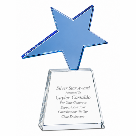Personalized Blue Crystal Star Award