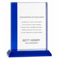 Personalized Blue Edge Crystal Recognition Award