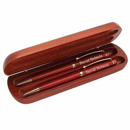 Personalized Cherry Wood Pen and Pencil Set