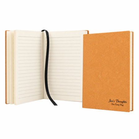 Personalized Cork Journal with Black Satin Bookmark