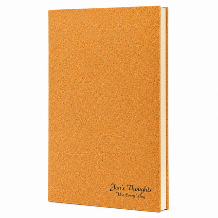 Personalized Cork Journal with Black Satin Bookmark