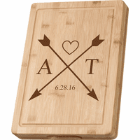 Personalized Crossing Arrows Grooved Bamboo Cutting Board
