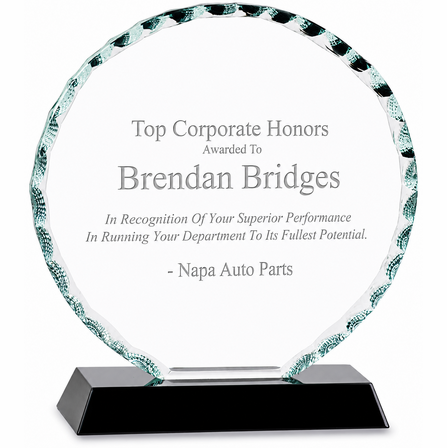 Personalized Crystal Circle Award With Black Base