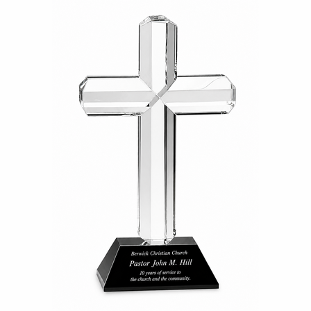 Personalized Crystal Cross With Black Base