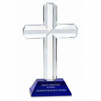 Personalized Crystal Cross With Blue Base