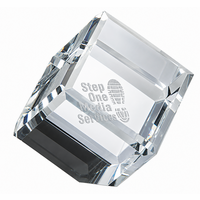 Personalized Crystal Cube Paper Weight with Beveled Corner - 2" x 2"