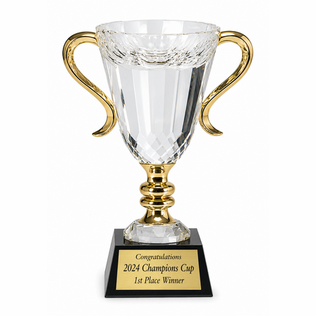 Personalized Crystal Cup With Gold Handles