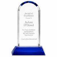 Personalized Crystal Dome Recognition Award with Blue Base