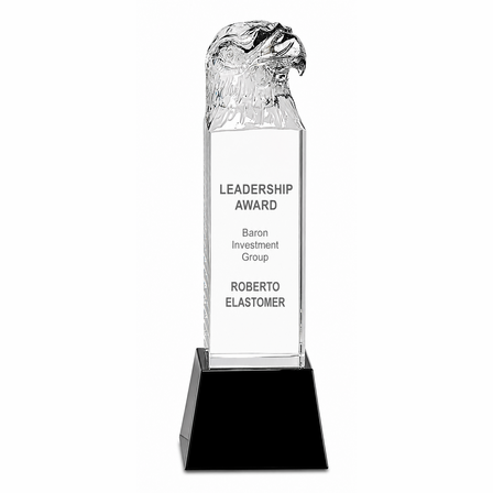 Personalized Crystal Eagle Recognition Award with Black Crystal Base