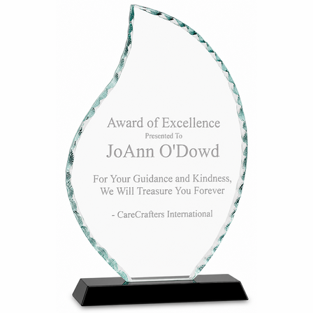 Personalized Crystal Flame Recognition Award With Black Base