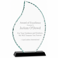 Personalized Crystal Flame Recognition Award With Black Base