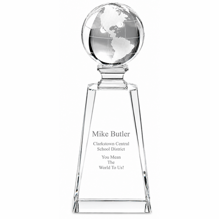 Personalized Crystal Globe And Pedestal