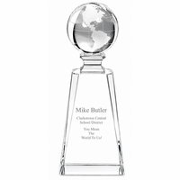 Personalized Crystal Globe And Pedestal