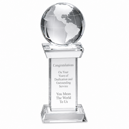 Personalized Crystal Globe And Pedestal
