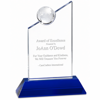 Personalized  Crystal Globe with Blue Crystal Base