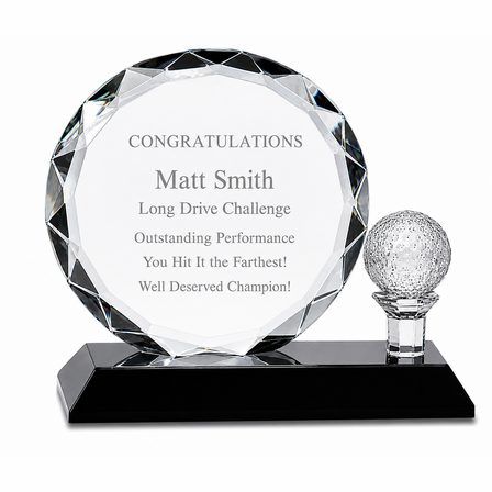 Personalized Crystal Golf Ball With Crystal Plaque