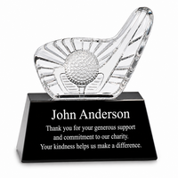 Personalized Crystal Golf Club With Black Pedestal