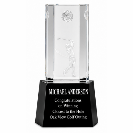 Personalized Crystal Golf Scene Desktop Award