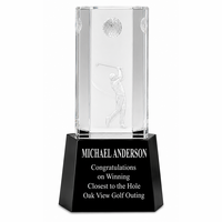 Personalized Crystal Golf Scene Desktop Award