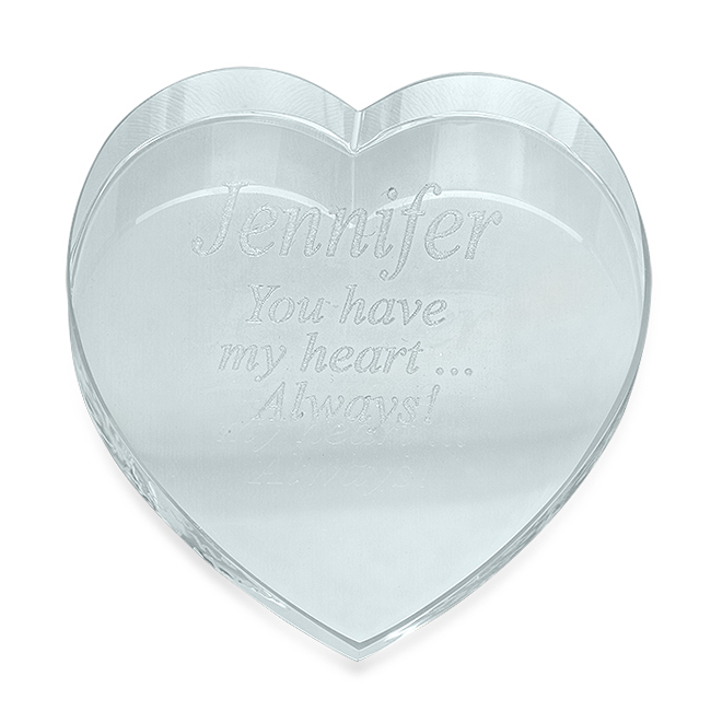 Personalized Crystal Heart Paperweight Executive Gift Shoppe