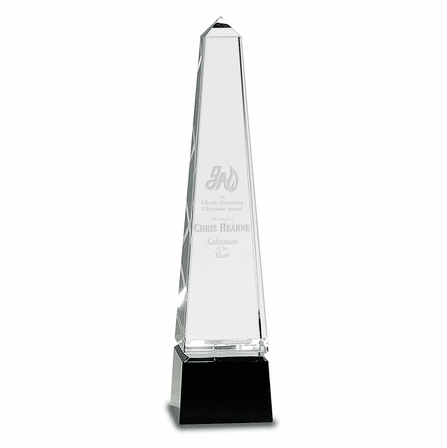 Personalized Crystal Obelisk With Black Crystal Base - Discontinued