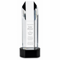 Personalized Crystal Obelisk With Black Crystal Pedestal