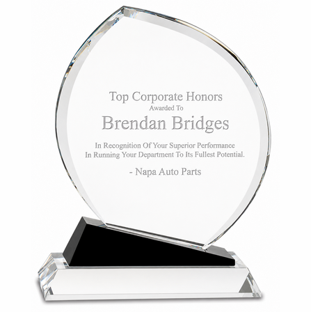 Personalized Crystal Oblong  Recogntion Award With Black Base