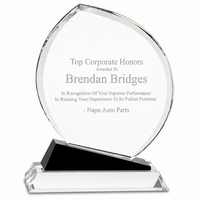 Personalized Crystal Oblong  Recogntion Award With Black Base