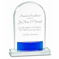 Personalized Crystal Oval Recognition Award With Blue Accent