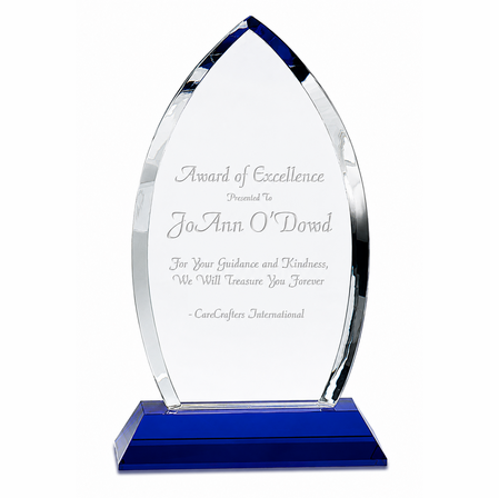 Personalized Crystal Oval With Blue Base
