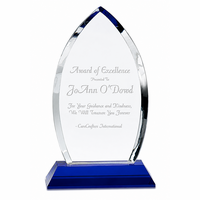 Personalized Crystal Oval With Blue Base