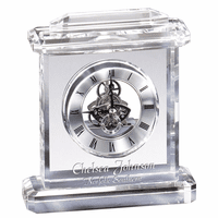 Personalized Crystal Quartz Clock With Framed Top & Base - Discontinued