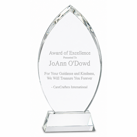Personalized Crystal Recognition Oval With Clear Base