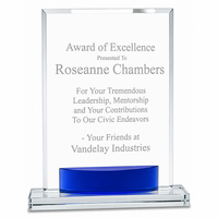 Personalized Crystal Rectangle With Blue Accent