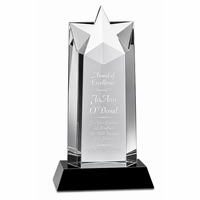Personalized Crystal Star Recognition Award with Black Crystal Base