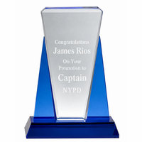 Personalized Crystal Wedge With Blue Crystal Base