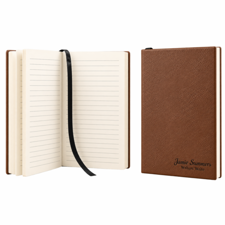 Personalized Dark Brown Journal with Black Satin Bookmark