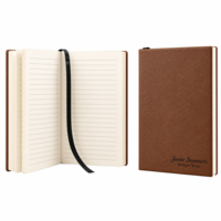 Personalized Dark Brown Journal with Black Satin Bookmark