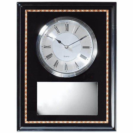 Personalized Ebony Plaque With Clock