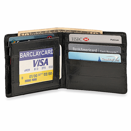 Personalized Eel Skin Bifold Wallet With Double ID Flap
