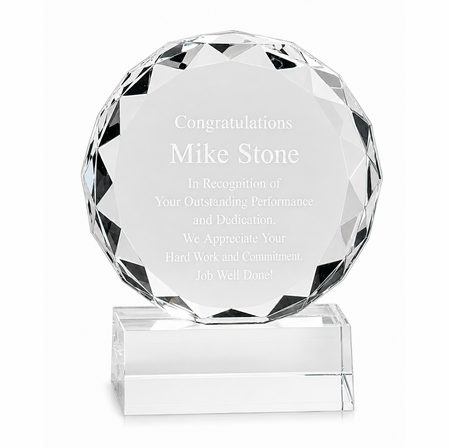 Personalized Faceted Crystal Desk Plaque