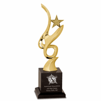Personalized Gold Star On Black Crystal Pedestal - Discontinued