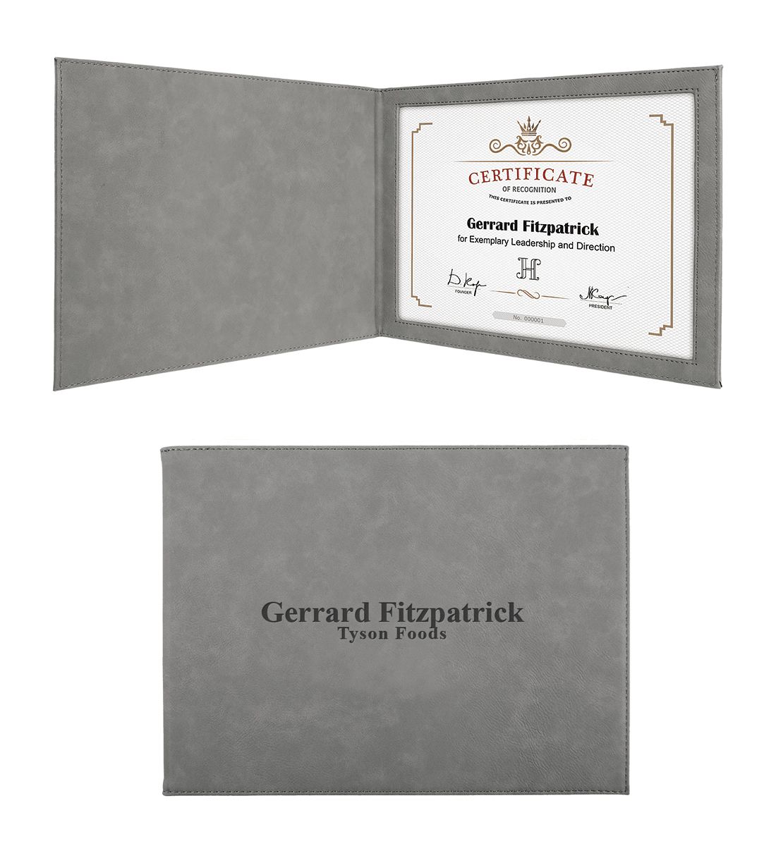 Personalized Gray Certificate Holder